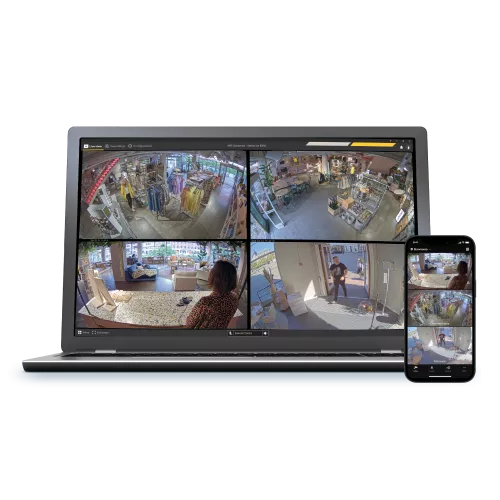 Axis edge-to-cloud software on laptop and phone
